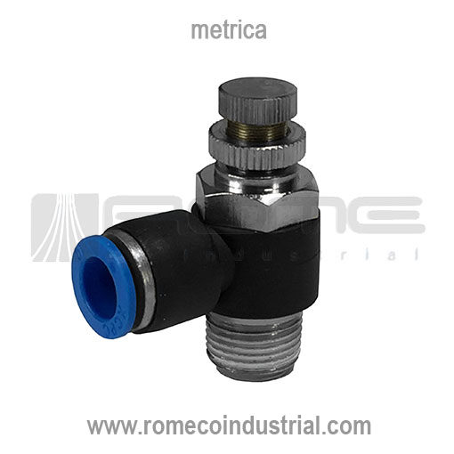 Representar embotellamiento Presentar XJSC Regulador de flujo/caudal en tipo codo 90° manguera metrica (mm) con  rosca macho