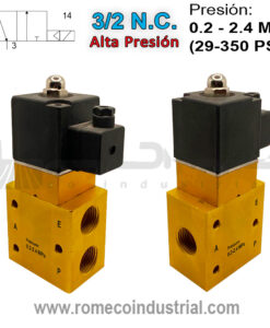 ELECTROVALVULA 3/2 ALTA PRESION VALVULA SOLENOIDE PARA MAQUINAS DE GARRAFON, MAQUINAS PARA BOTELLIN, SOPLADORAS DE BOTELLA, ATOMIZADORES, LLENADORAS MONTERREY MEXICO