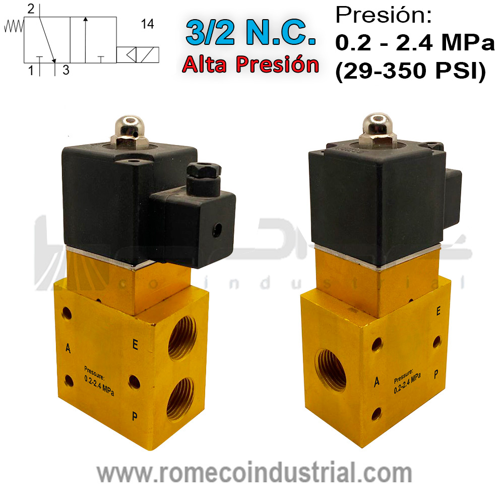 ELECTROVALVULA 3/2 ALTA PRESION VALVULA SOLENOIDE PARA MAQUINAS DE GARRAFON, MAQUINAS PARA BOTELLIN, SOPLADORAS DE BOTELLA, ATOMIZADORES, LLENADORAS MONTERREY MEXICO