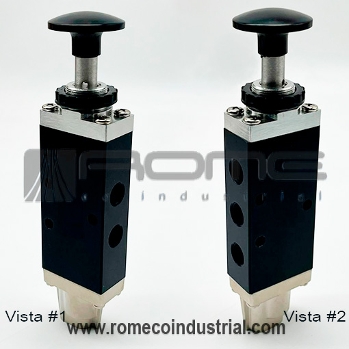 VBM402-02 VALVULA NEUMATICA MECANICA PUSH-PULL 5 VIAS 2 POSICIONES CON RESORTE MONTERREY MEXICO