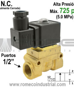 Electrovalvula alta presión 1/2 NC 2/2 50 Bar UH-15 MONTERREY MEXICO