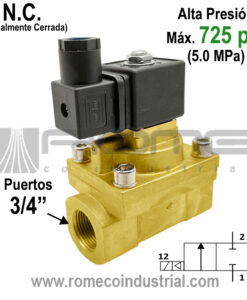 Electrovalvula alta presión 3/4 NC 2/2 50 Bar MONTERREY NUEVO LEON MEXICO